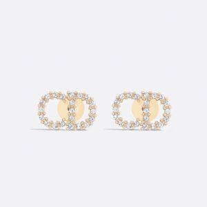 Mini Dior Clair D Lune Stud Earrings Metal with Crystals Gold