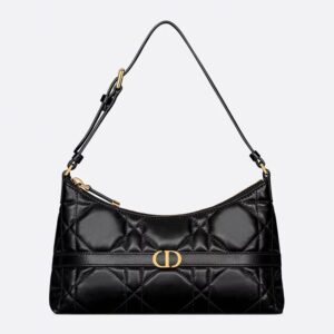 Mini Dior Miss Caro Cigale Bag In Macrocannage Lambskin Black