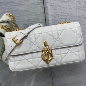 Mini Dior Miss Daisy Bag In Macrocannage Lambskin White