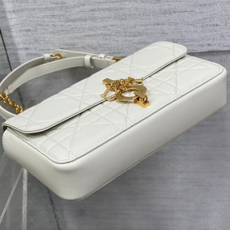 Mini Dior Miss Daisy Bag In Macrocannage Lambskin White - Image 4