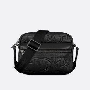 Mini Dior Rider 2.0 Zipped Messenger In Dior Signature Grained Calfskin Black
