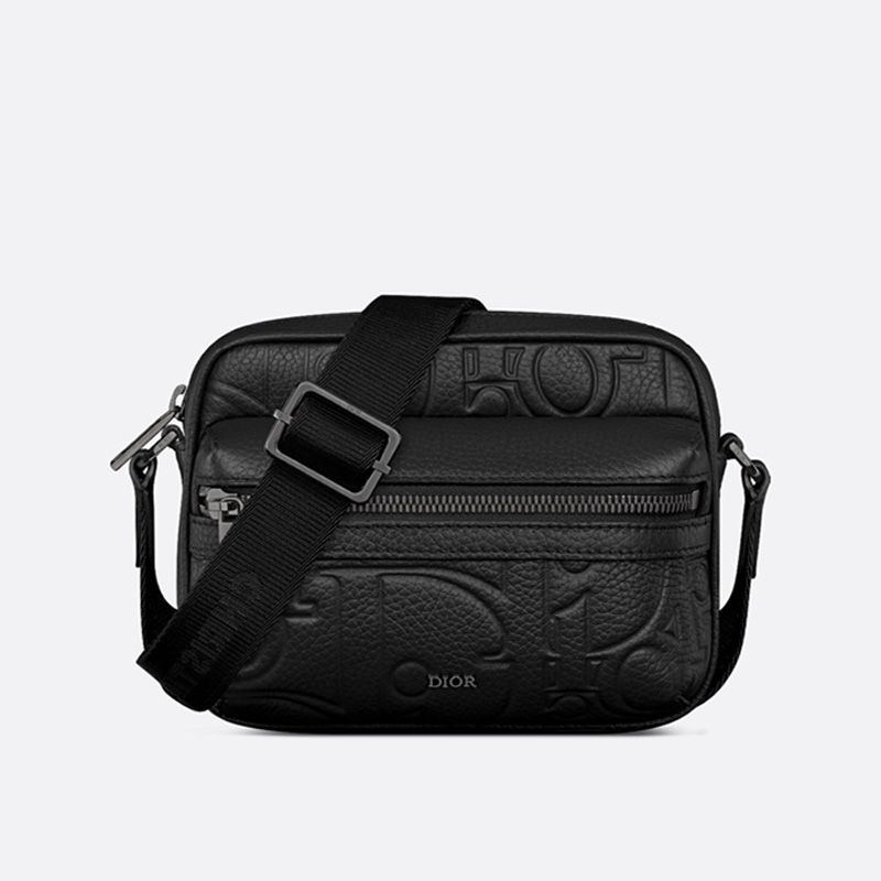 Mini Dior Rider 2.0 Zipped Messenger In Dior Signature Grained Calfskin Black