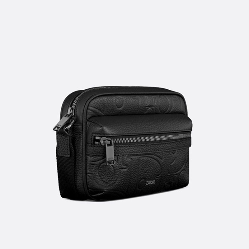 Mini Dior Rider 2.0 Zipped Messenger In Dior Signature Grained Calfskin Black - Image 3