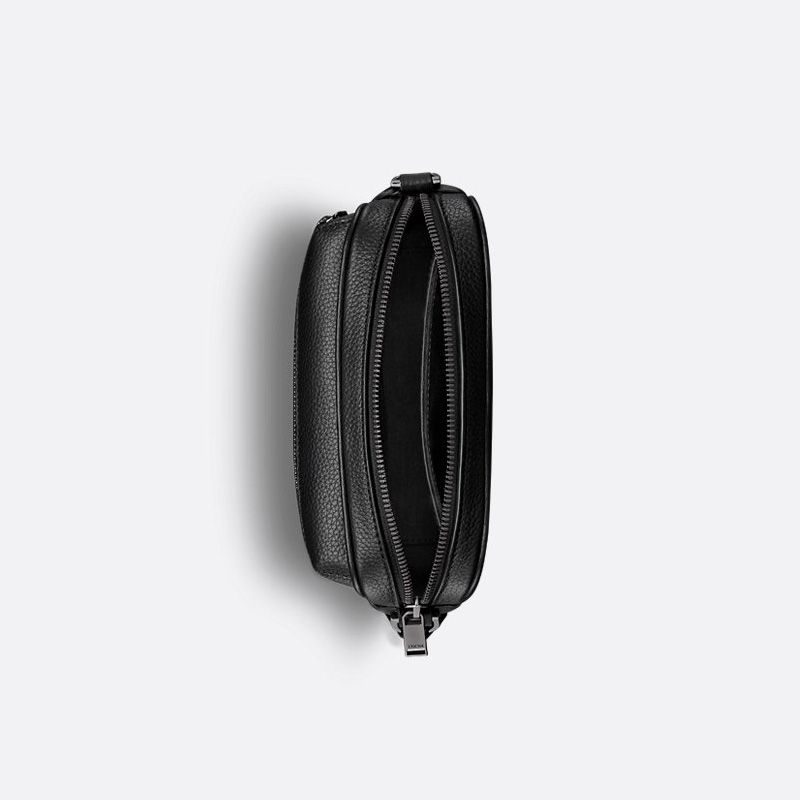 Mini Dior Rider 2.0 Zipped Messenger Bag In Grained Calfskin and Oblique Motif Canvas Black - Image 4