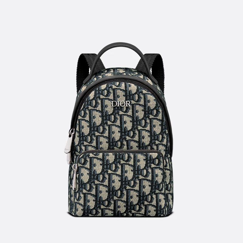 Mini Dior Rider Backpack In Oblique Motif Canvas Blue