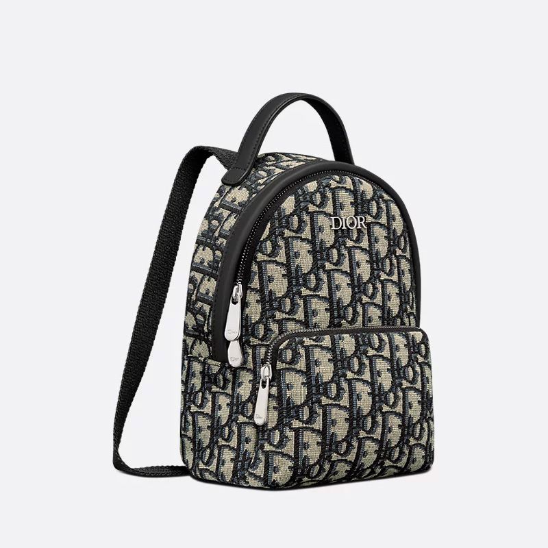Mini Dior Rider Backpack In Oblique Motif Canvas Blue - Image 2