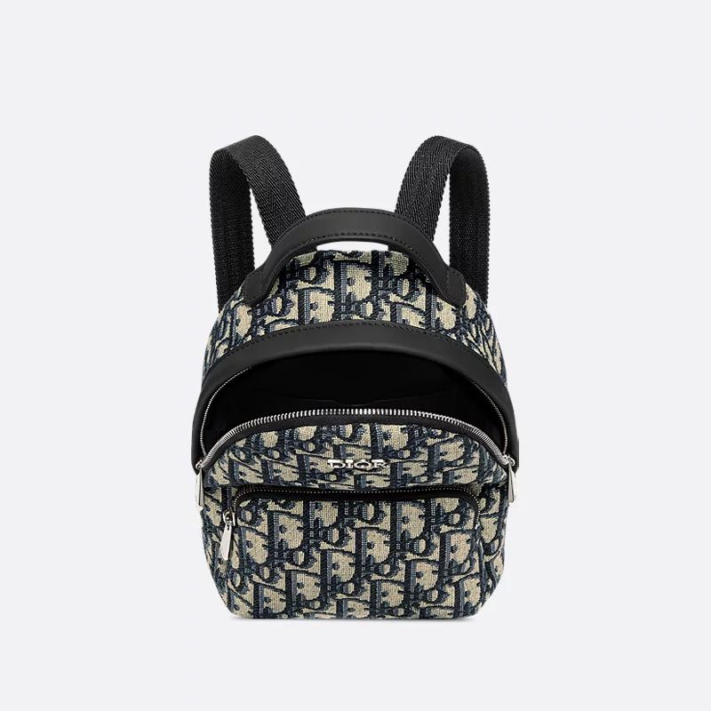 Mini Dior Rider Backpack In Oblique Motif Canvas Blue - Image 4