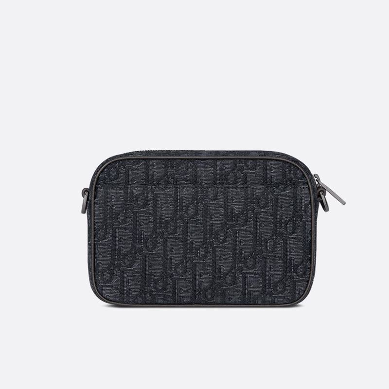 Mini Dior Safari Bag with Strap In Oblique Motif Canvas Black - Image 2