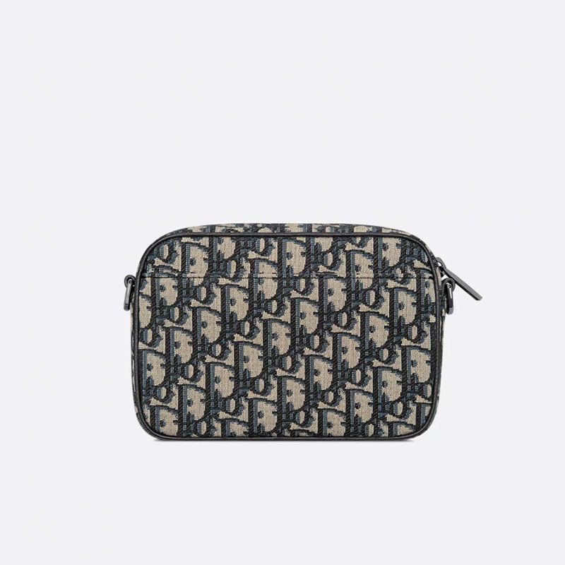 Mini Dior Safari Bag with Strap In Oblique Motif Canvas Blue - Image 2