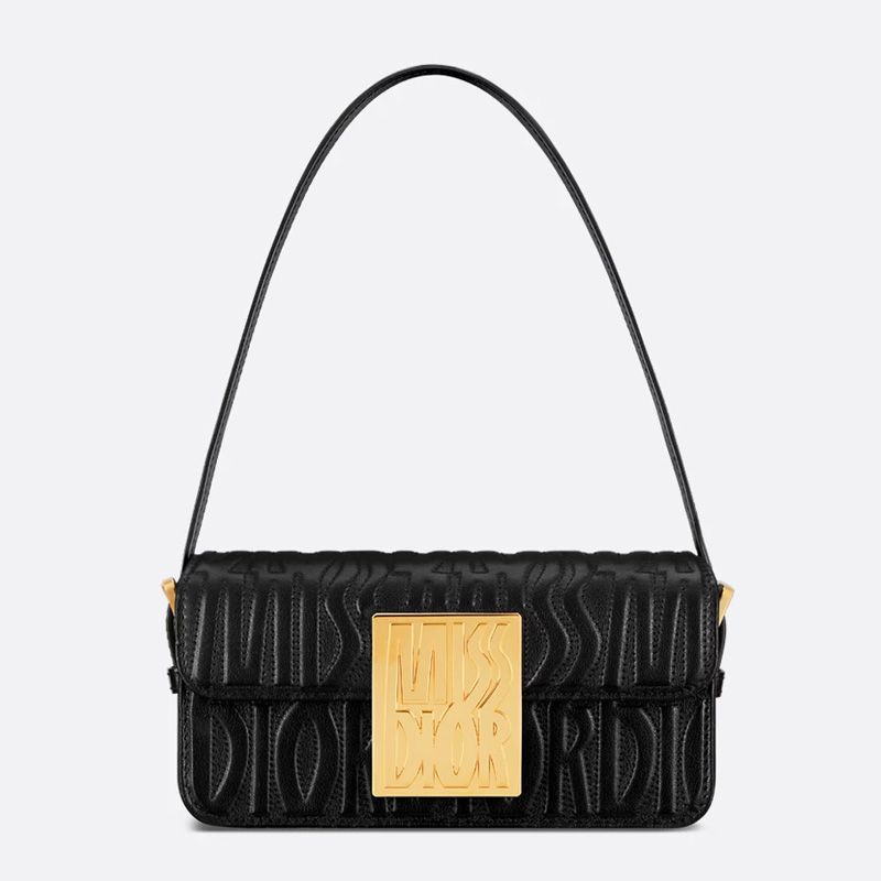 Miss Dior Flap Bag In Quilted Miss Dior Allover Calfskin Black