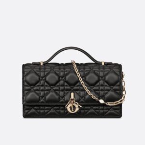 Mini My Dior Bag In Cannage Lambskin Black