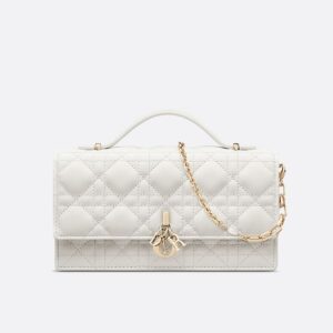 Mini My Dior Bag In Cannage Lambskin White