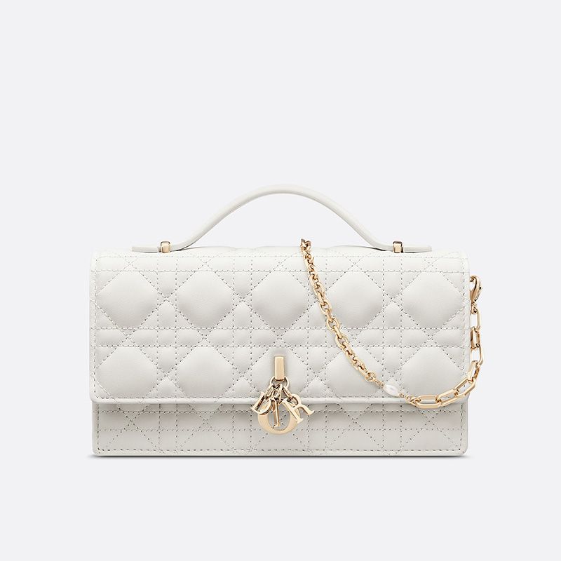 Mini My Dior Bag In Cannage Lambskin White