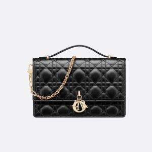 My Dior Top Handle Bag In Cannage Lambskin Black
