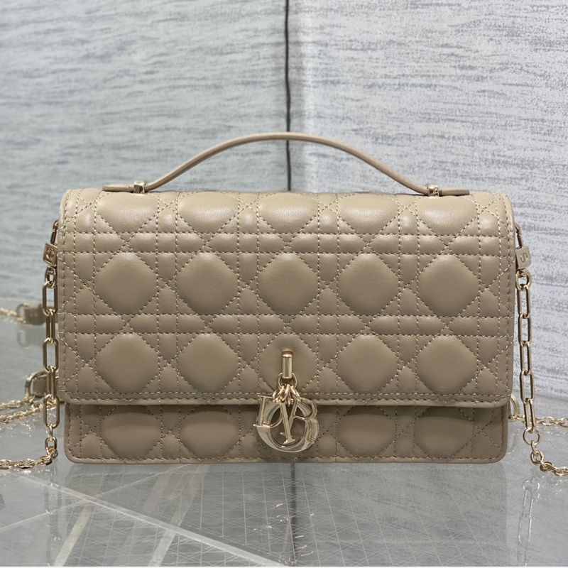 My Dior Top Handle Bag In Cannage Lambskin Khaki