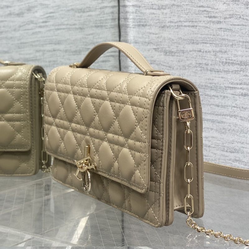 My Dior Top Handle Bag In Cannage Lambskin Khaki - Image 3