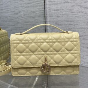 My Dior Top Handle Bag In Cannage Lambskin Lemon