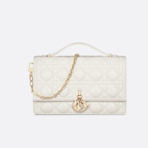 My Dior Top Handle Bag In Cannage Lambskin White