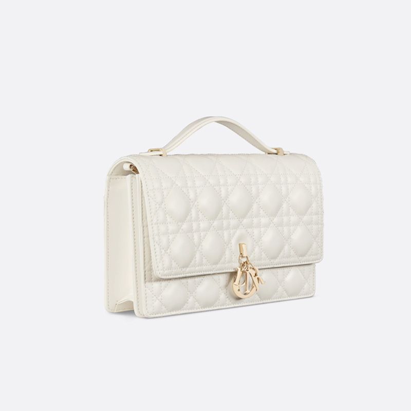 My Dior Top Handle Bag In Cannage Lambskin White - Image 2
