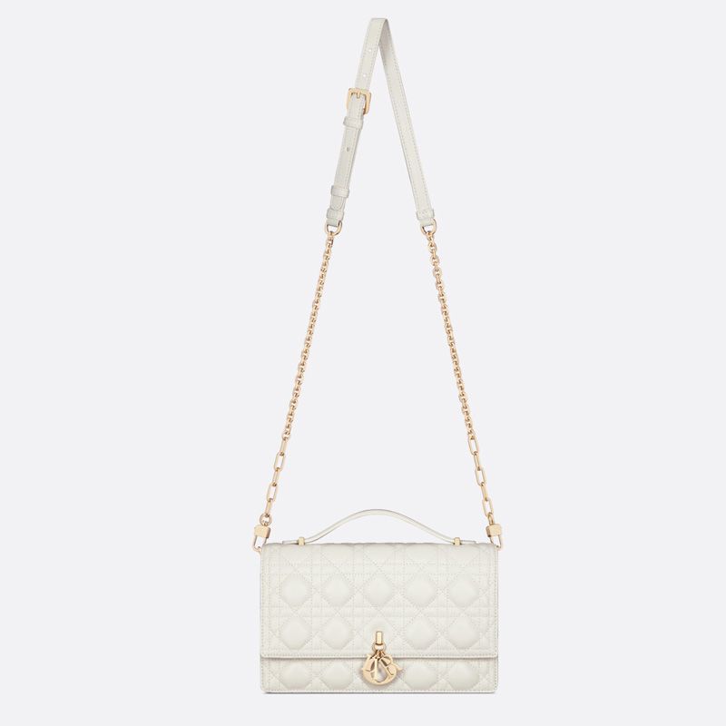 My Dior Top Handle Bag In Cannage Lambskin White - Image 5