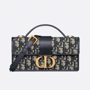 Mini Dior Miss Montaigne Bag In Oblique Motif Canvas Blue