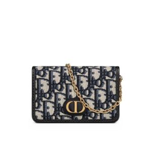 Nano Dior 30 Montaigne Chain Pouch In Oblique Motif Canvas Blue