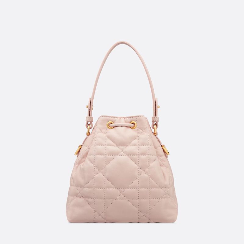 Nano Dior Caro Bucket Bag In Macrocannage Lambskin Cherry - Image 2