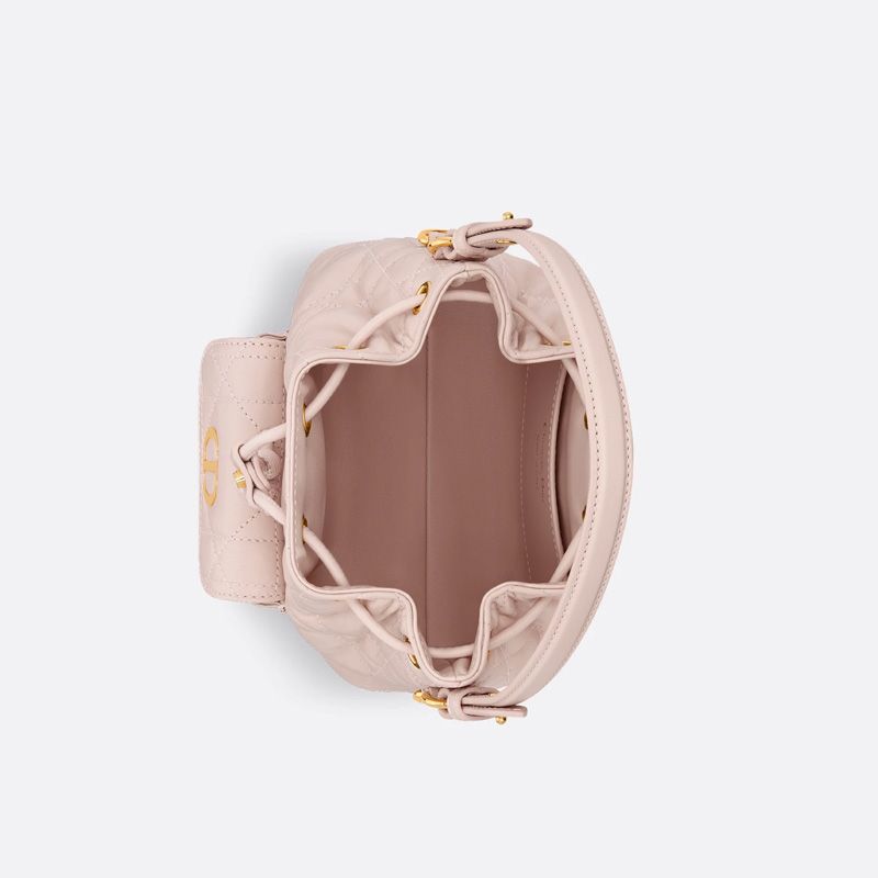 Nano Dior Caro Bucket Bag In Macrocannage Lambskin Cherry - Image 4