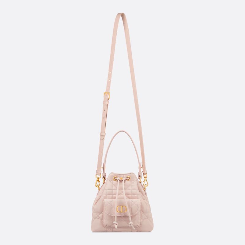 Nano Dior Caro Bucket Bag In Macrocannage Lambskin Cherry - Image 5
