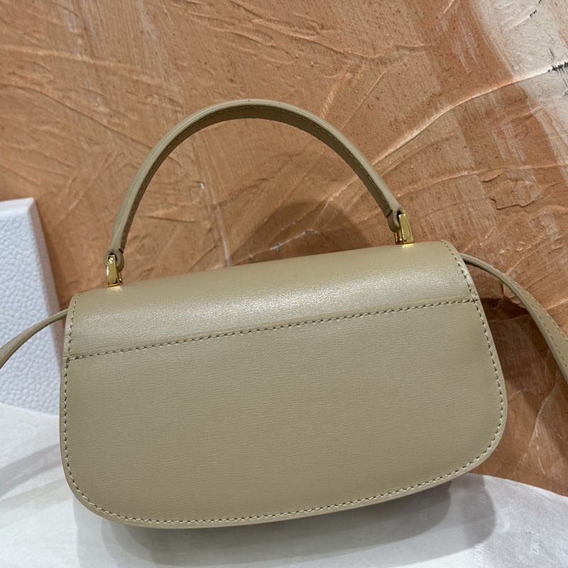 Small Dior 30 Montaigne Avenue Top Handle Bag In Ribbed Calfskin Khaki - Image 2