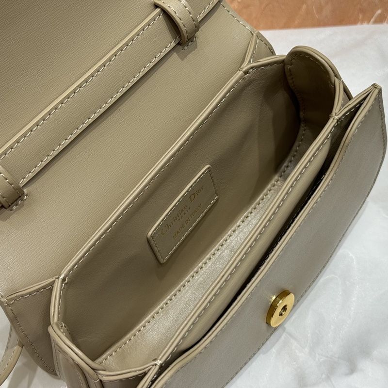 Small Dior 30 Montaigne Avenue Top Handle Bag In Ribbed Calfskin Khaki - Image 4