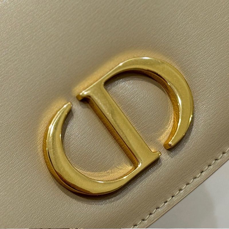 Small Dior 30 Montaigne Avenue Top Handle Bag In Ribbed Calfskin Khaki - Image 5