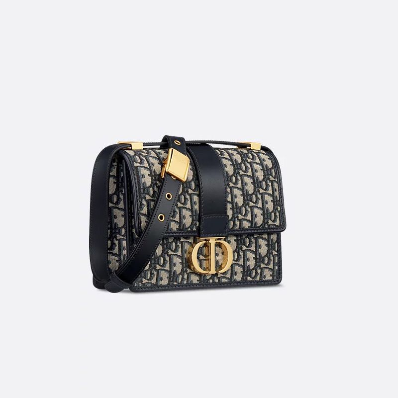 Small Dior 30 Montaigne Bag In Oblique Motif Canvas Blue - Image 3