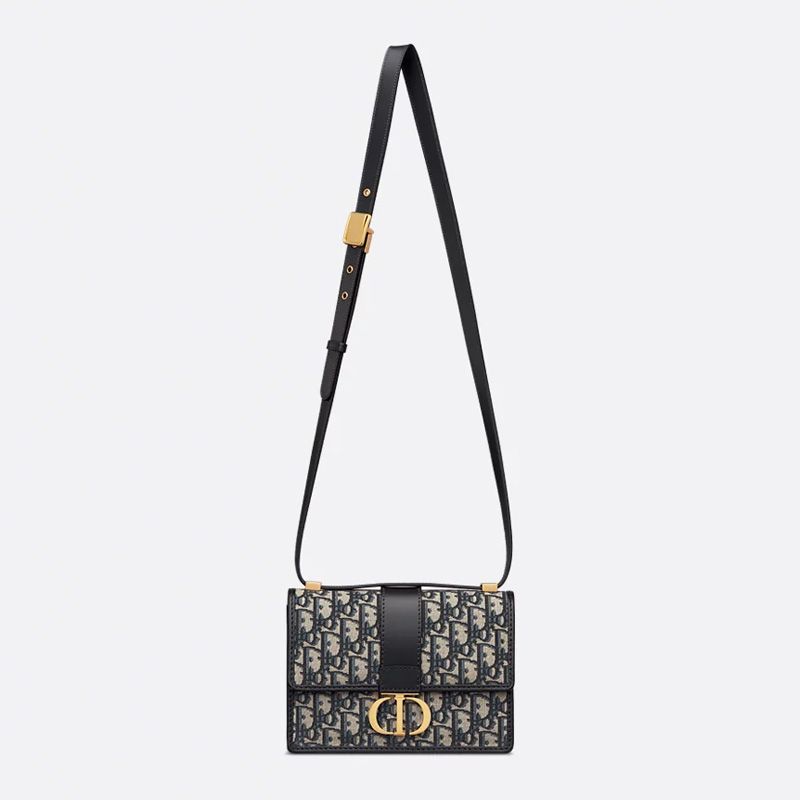Small Dior 30 Montaigne Bag In Oblique Motif Canvas Blue - Image 5
