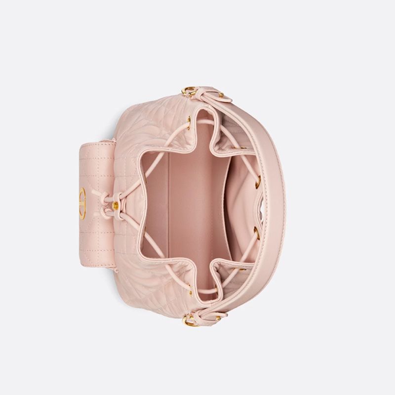 Small Dior Caro Bucket Bag In Macrocannage Lambskin Cherry - Image 4