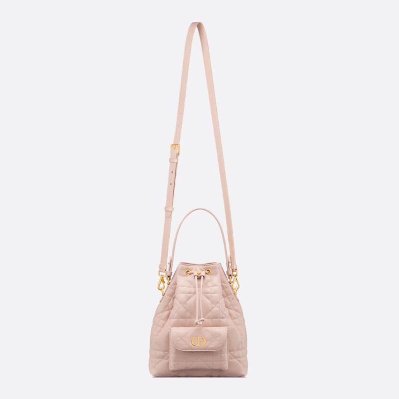 Small Dior Caro Bucket Bag In Macrocannage Lambskin Cherry - Image 5