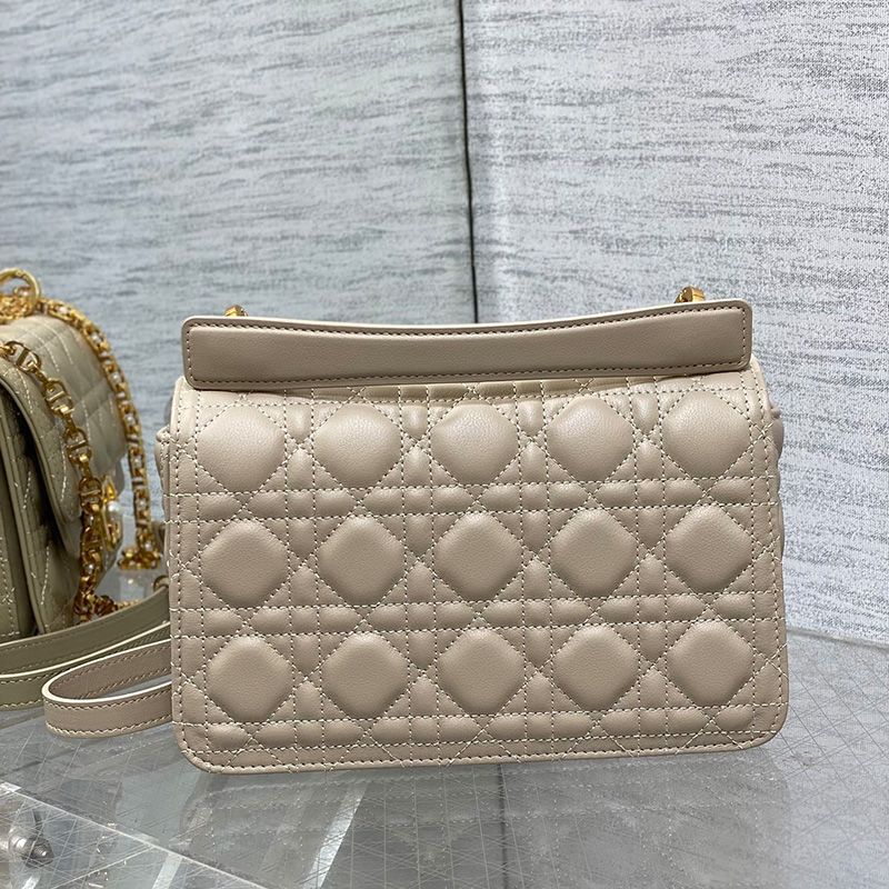 Small Dior Jolie Top Handle Bag In Cannage Calfskin Apricot - Image 2