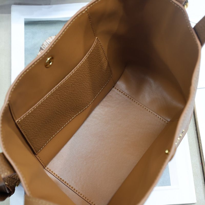 Small Dior Signature Bucket Bag In Grained Calfskin Brown - Image 5