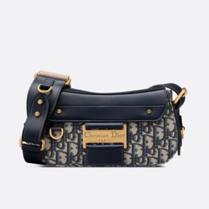 Small Dior Streetchic Bag In Oblique Motif Canvas and Smooth Calfskin Blue