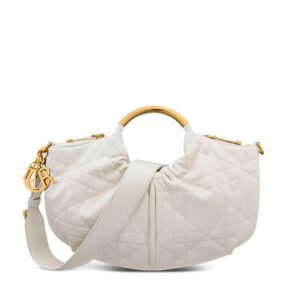 Walk in Dior Purse In Macrocannage Calfskin White