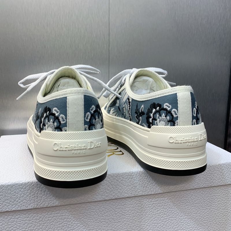 Walk'n'Dior Platform Sneakers Unisex Butterfly Bandana Motif Canvas Blue - Image 3