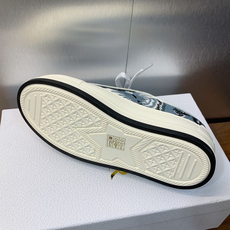 Walk'n'Dior Platform Sneakers Unisex Butterfly Bandana Motif Canvas Blue - Image 4