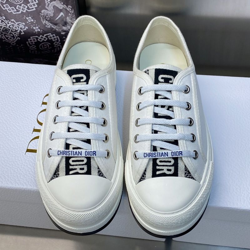 Walk'N'Dior Platform Sneakers Unisex Canvas White - Image 2