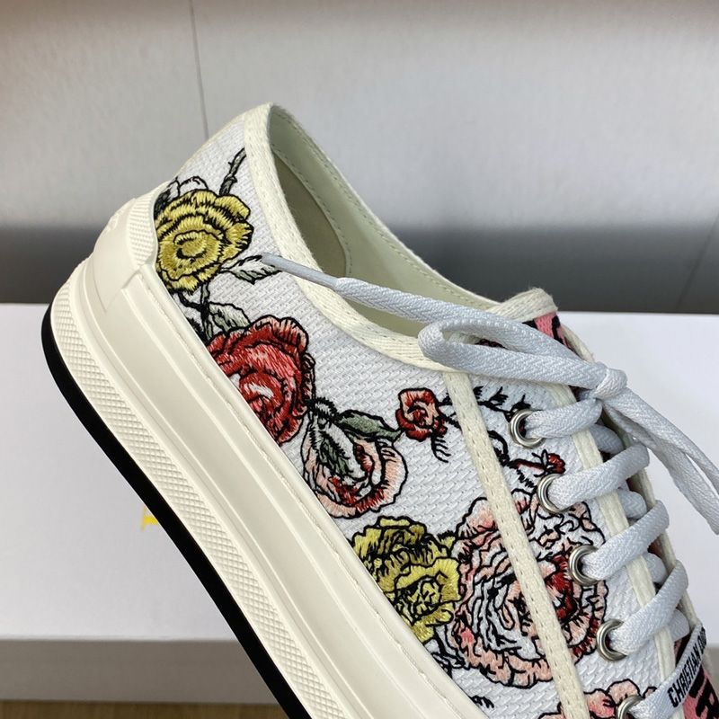 Walk'n'Dior Platform Sneakers Unisex Florilegio Motif Canvas White/Pink - Image 3