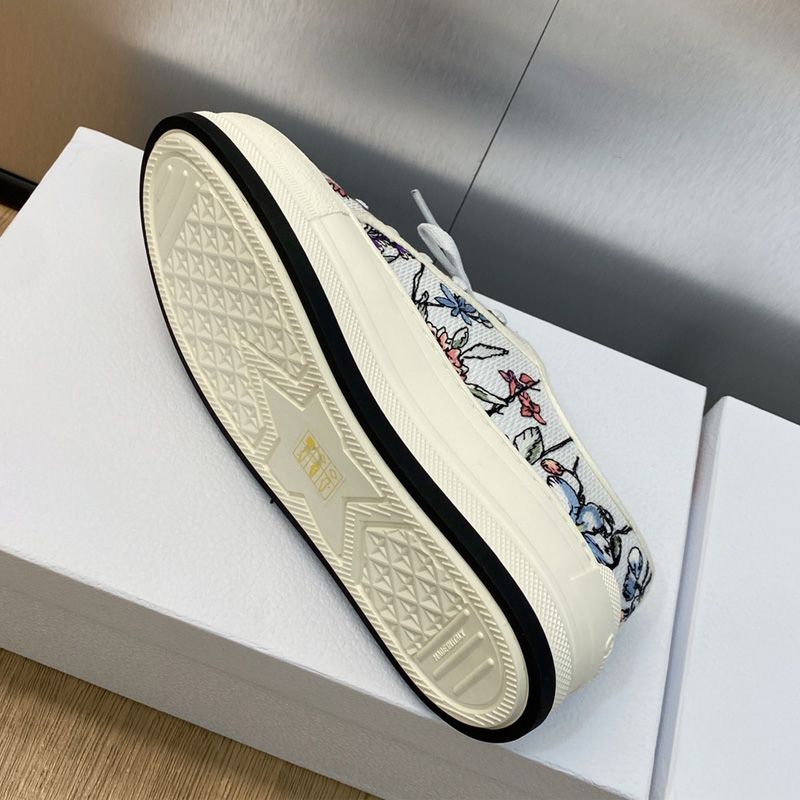 Walk'n'Dior Platform Sneakers Unisex Florilegio Motif Canvas White/Pink - Image 4