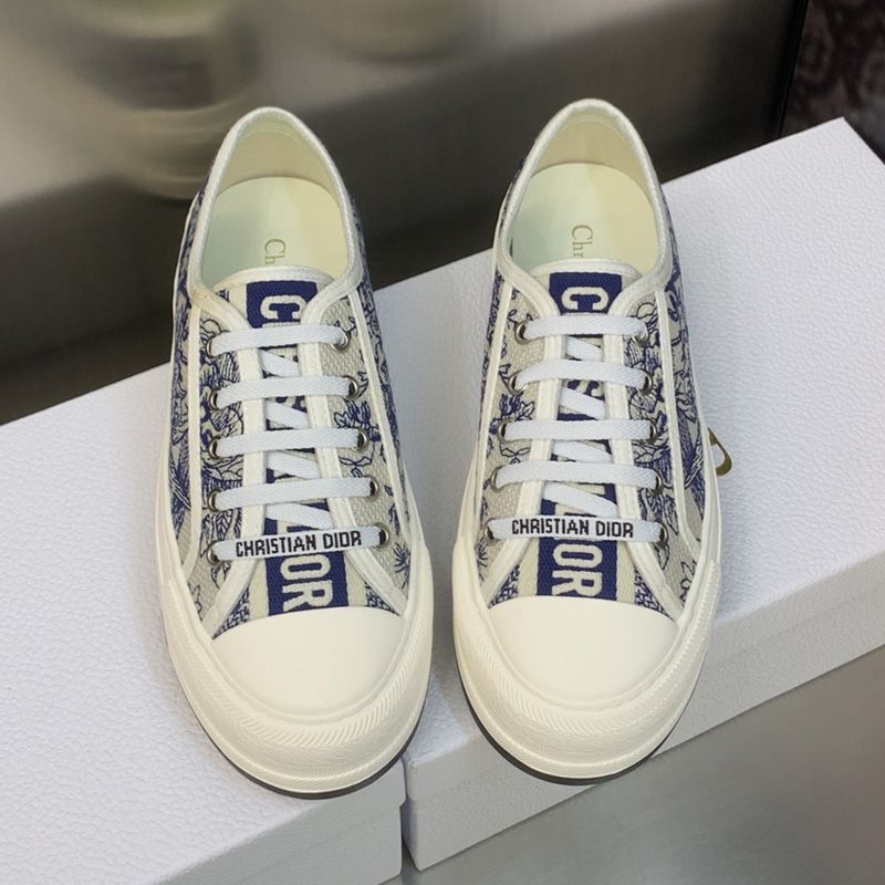 Walk'N'Dior Platform Sneakers Unisex Jardin d'Hiver Motif Canvas Blue - Image 2