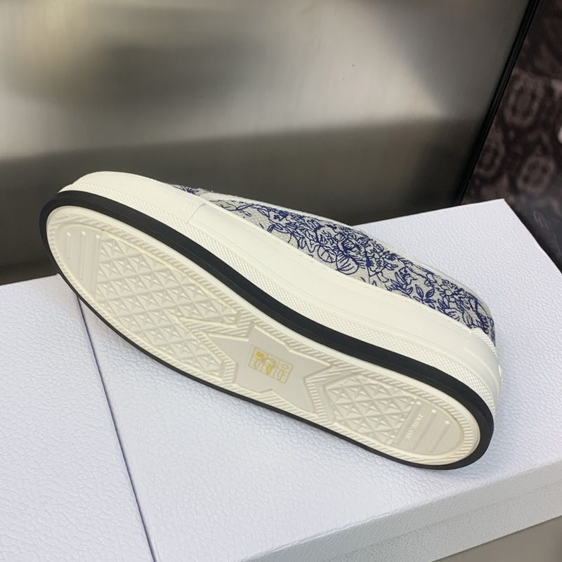 Walk'N'Dior Platform Sneakers Unisex Jardin d'Hiver Motif Canvas Blue - Image 4