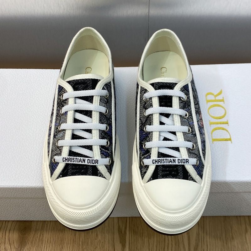 Walk'n'Dior Platform Sneakers Unisex Jardin Magique Motif Canvas Blue - Image 2