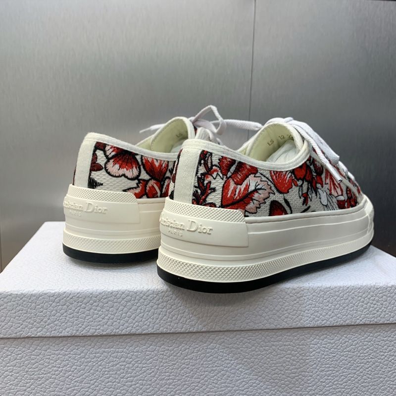 Walk'n'Dior Platform Sneakers Unisex Le Coeur des Papillons Motif Canvas White/Red - Image 3
