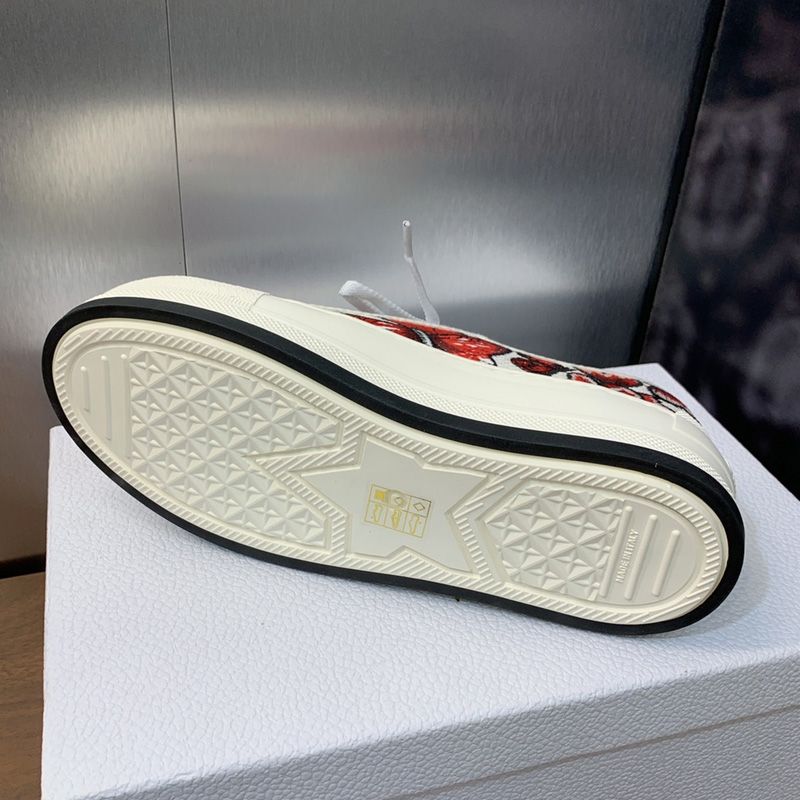 Walk'n'Dior Platform Sneakers Unisex Le Coeur des Papillons Motif Canvas White/Red - Image 4